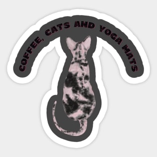 Coffee cats and yoga mats funny yoga and cat drawing Sticker